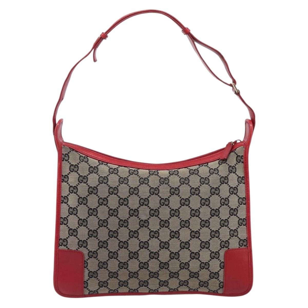 GUCCI GG Canvas Shoulder Bag Navy Gold 001 4205 Auth 209531A