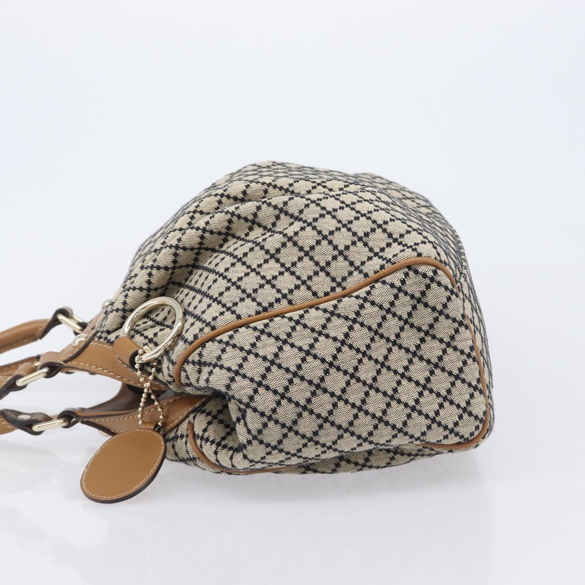 GUCCI Diamante GG Canvas Sukey Hand Bag Beige Gold 211944 Auth 209539V