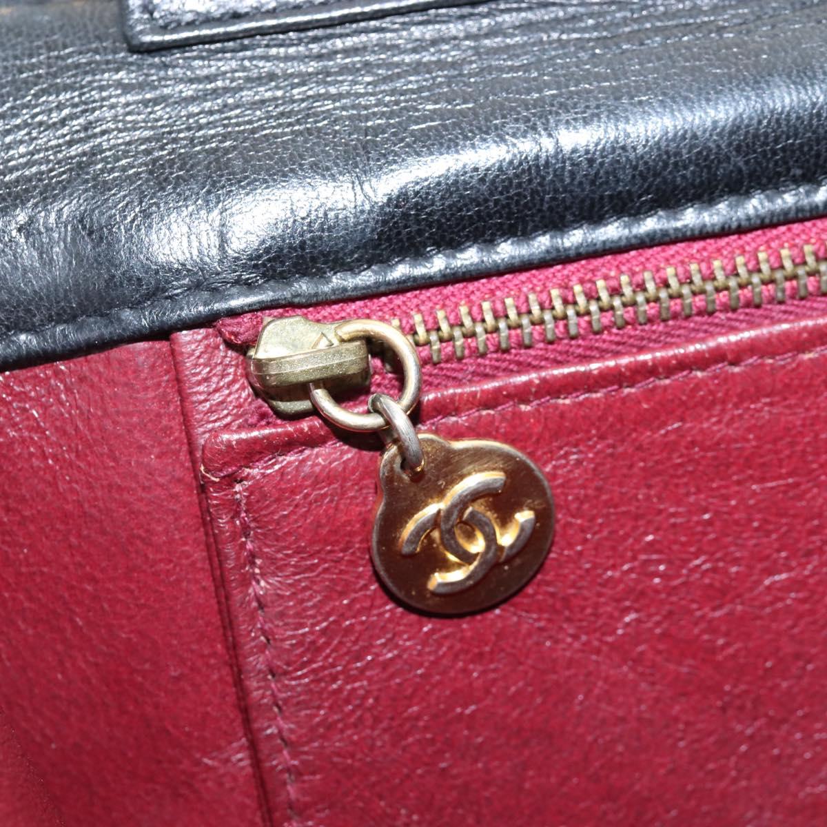CHANEL Matelasse Chain Shoulder Bag Lamb Skin Black Gold CC Auth 209543A