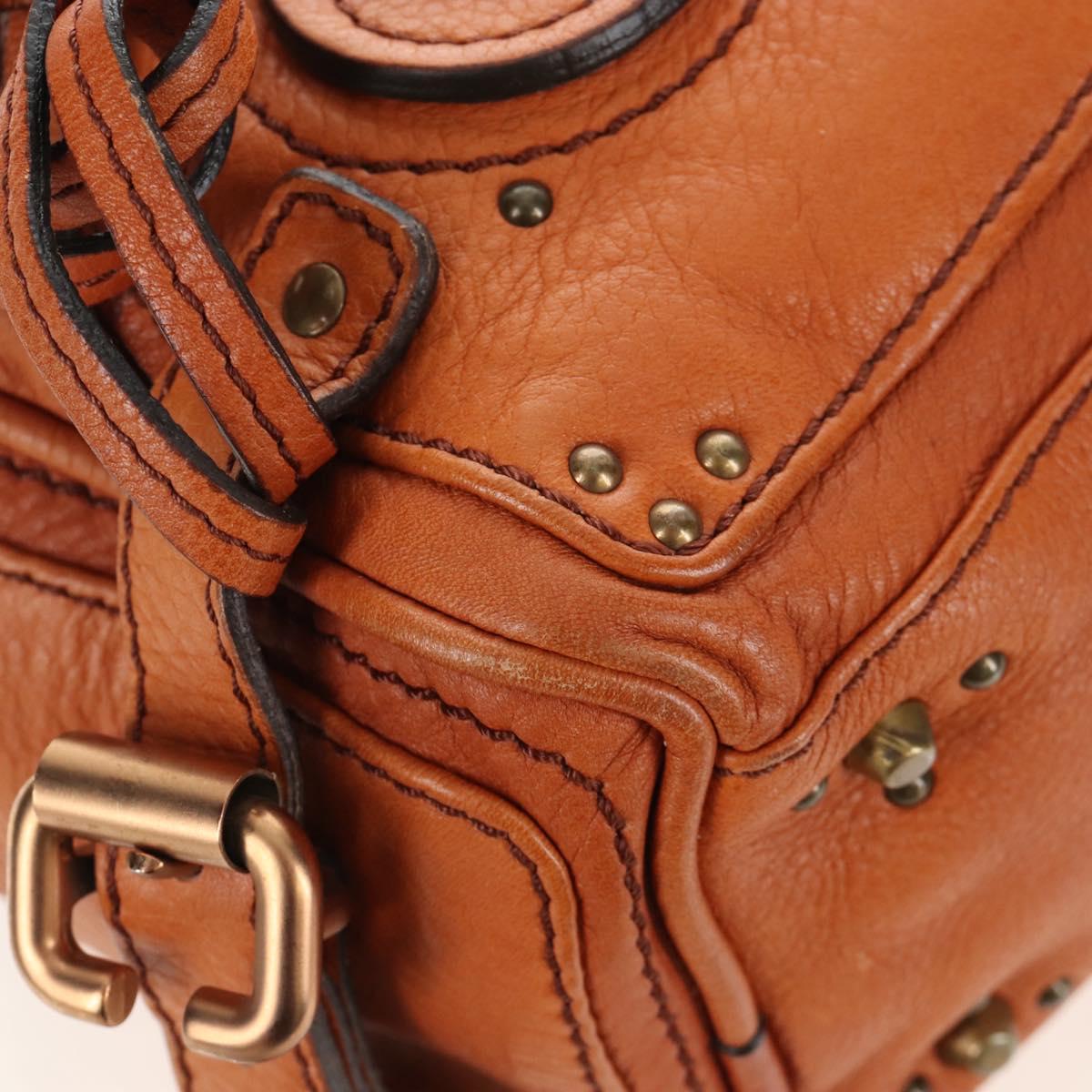 Chloe Paddington Hand Bag Leather Orange Gold Silver Auth 209544V