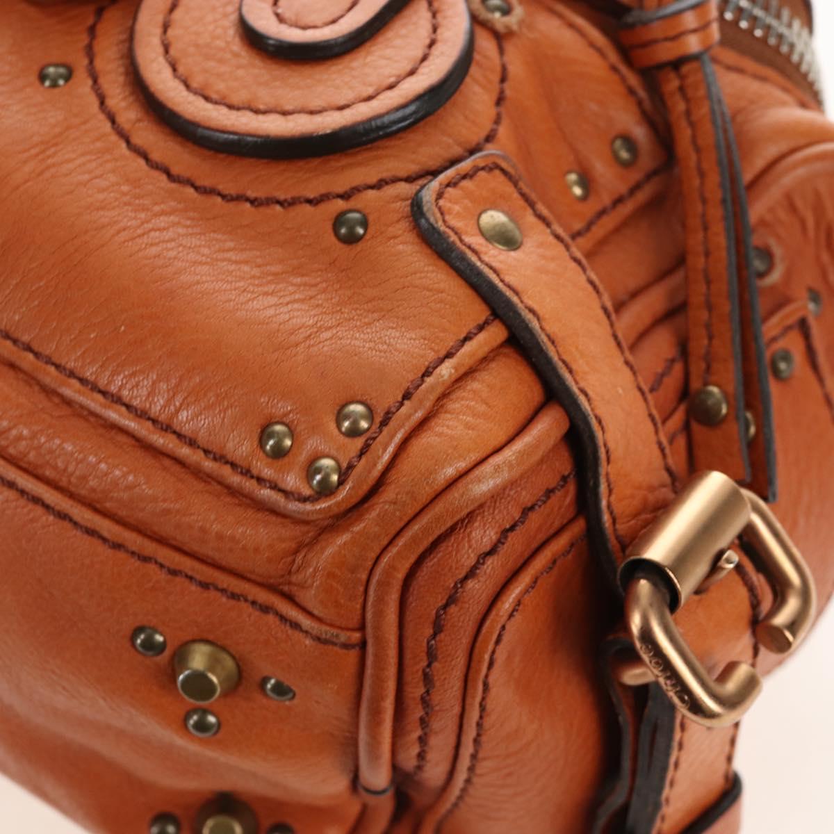 Chloe Paddington Hand Bag Leather Orange Gold Silver Auth 209544V