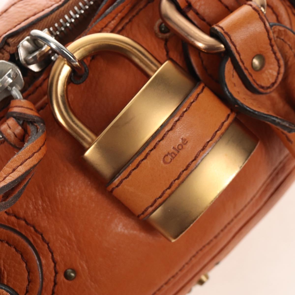 Chloe Paddington Hand Bag Leather Orange Gold Silver Auth 209544V