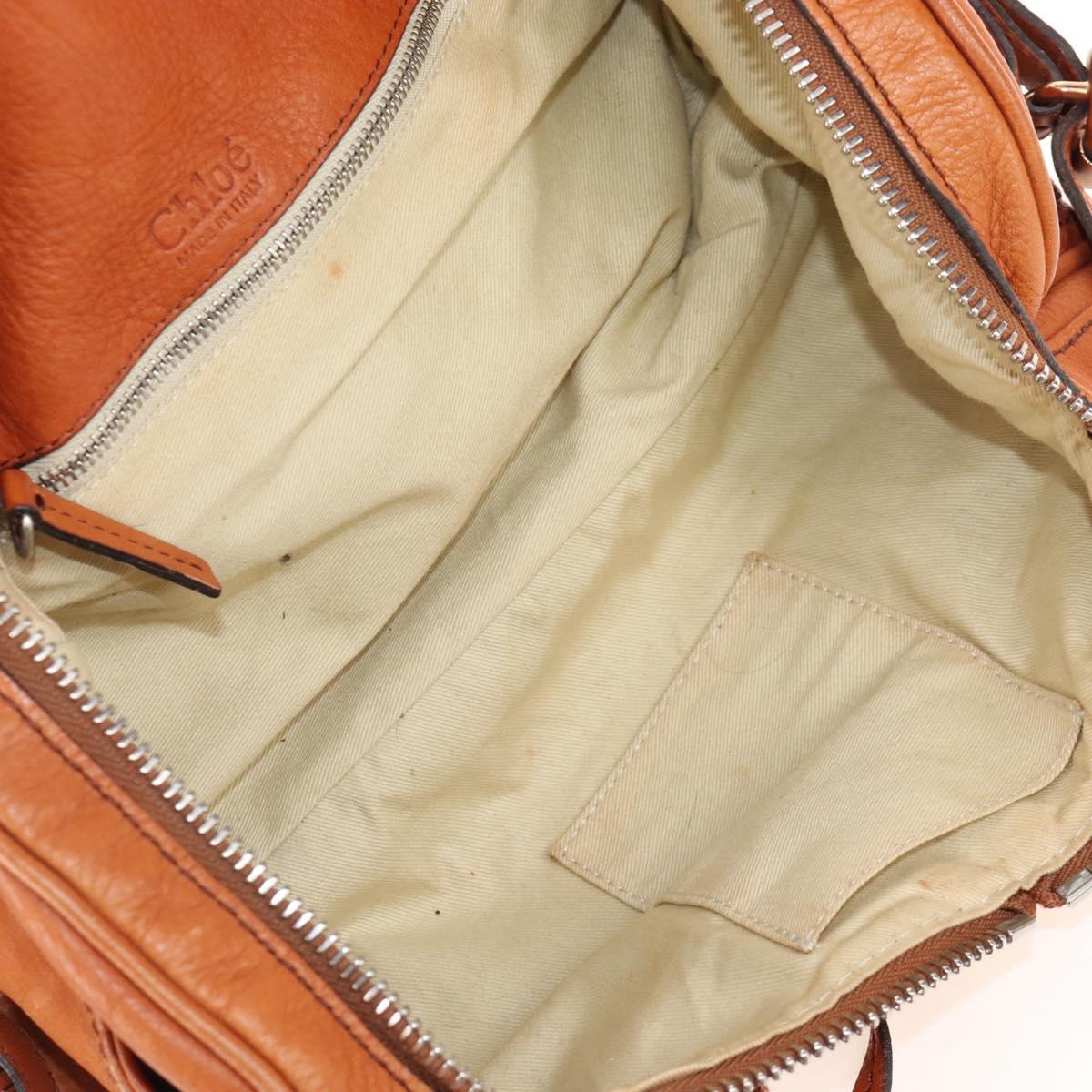 Chloe Paddington Hand Bag Leather Orange Gold Silver Auth 209544V