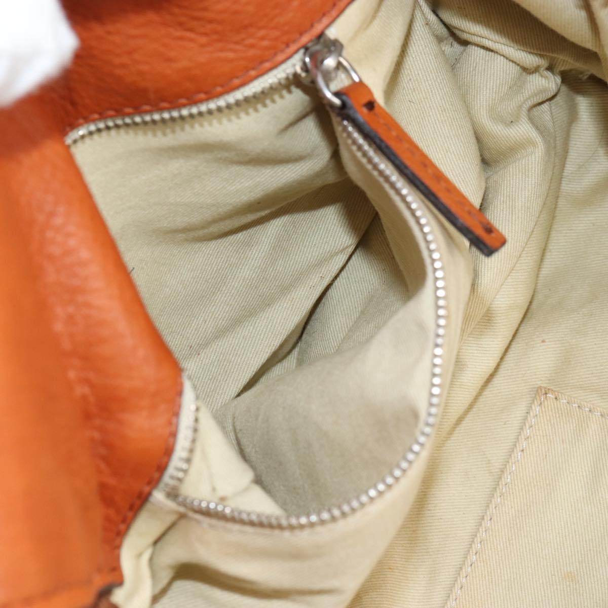 Chloe Paddington Hand Bag Leather Orange Gold Silver Auth 209544V