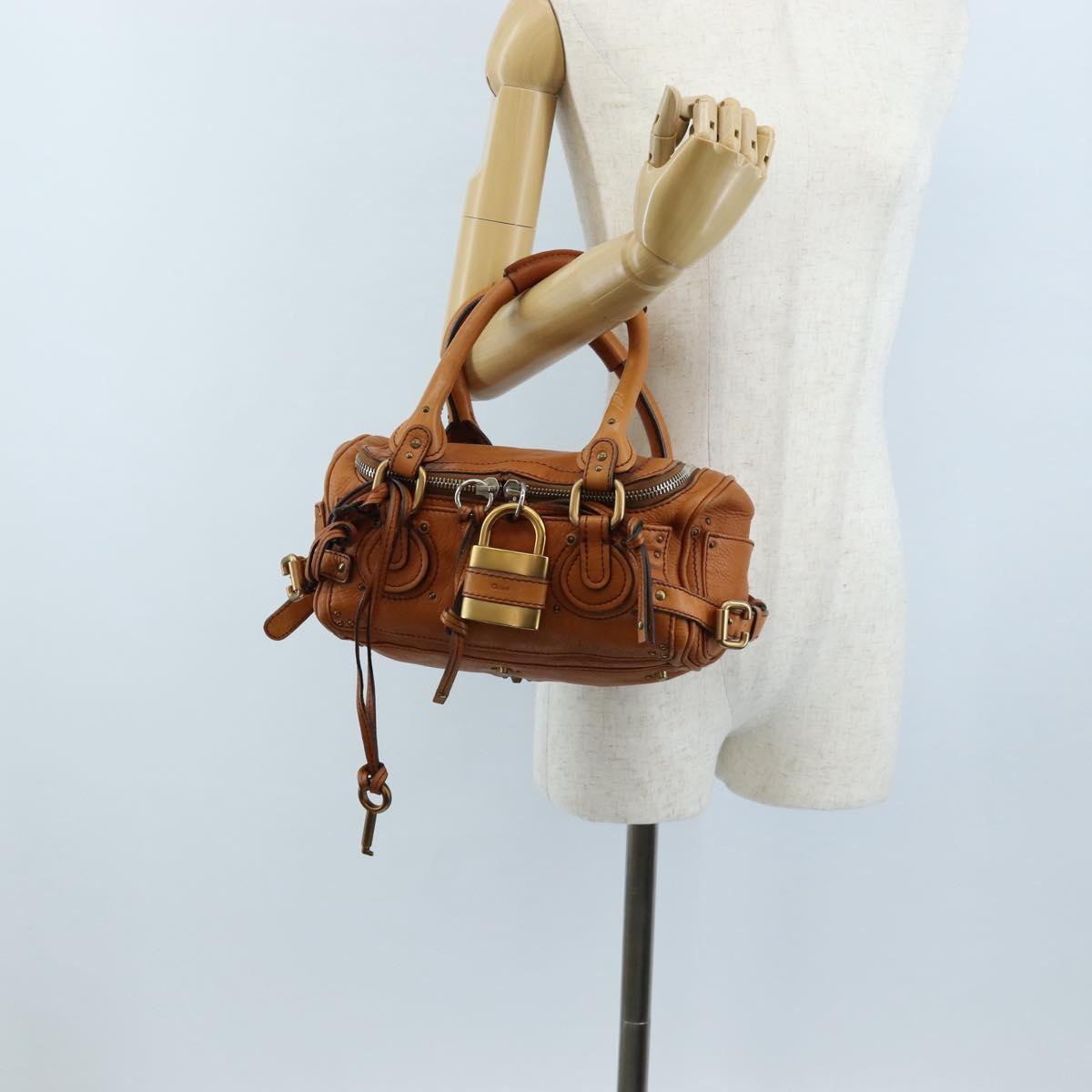 Chloe Paddington Hand Bag Leather Orange Gold Silver Auth 209544V