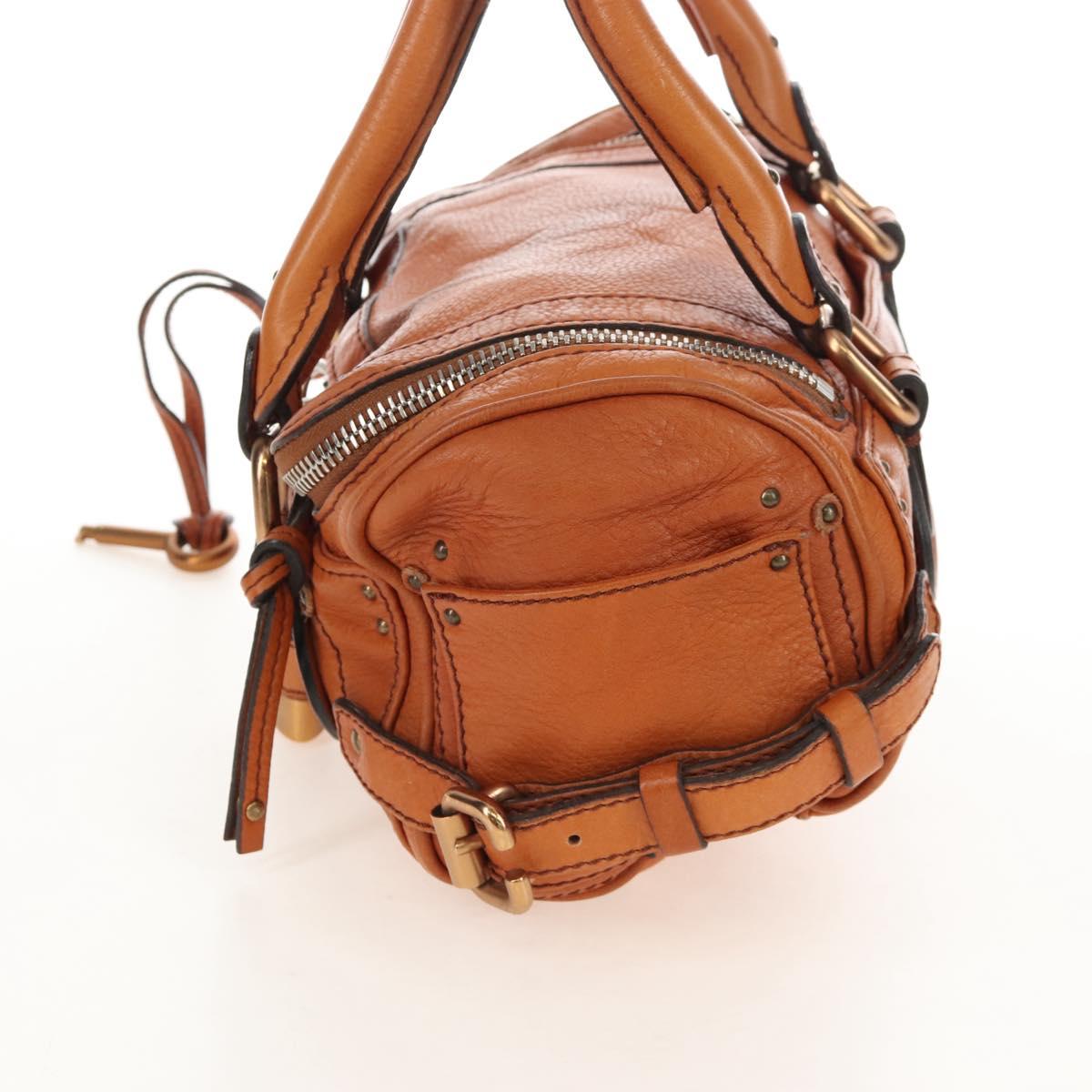 Chloe Paddington Hand Bag Leather Orange Gold Silver Auth 209544V