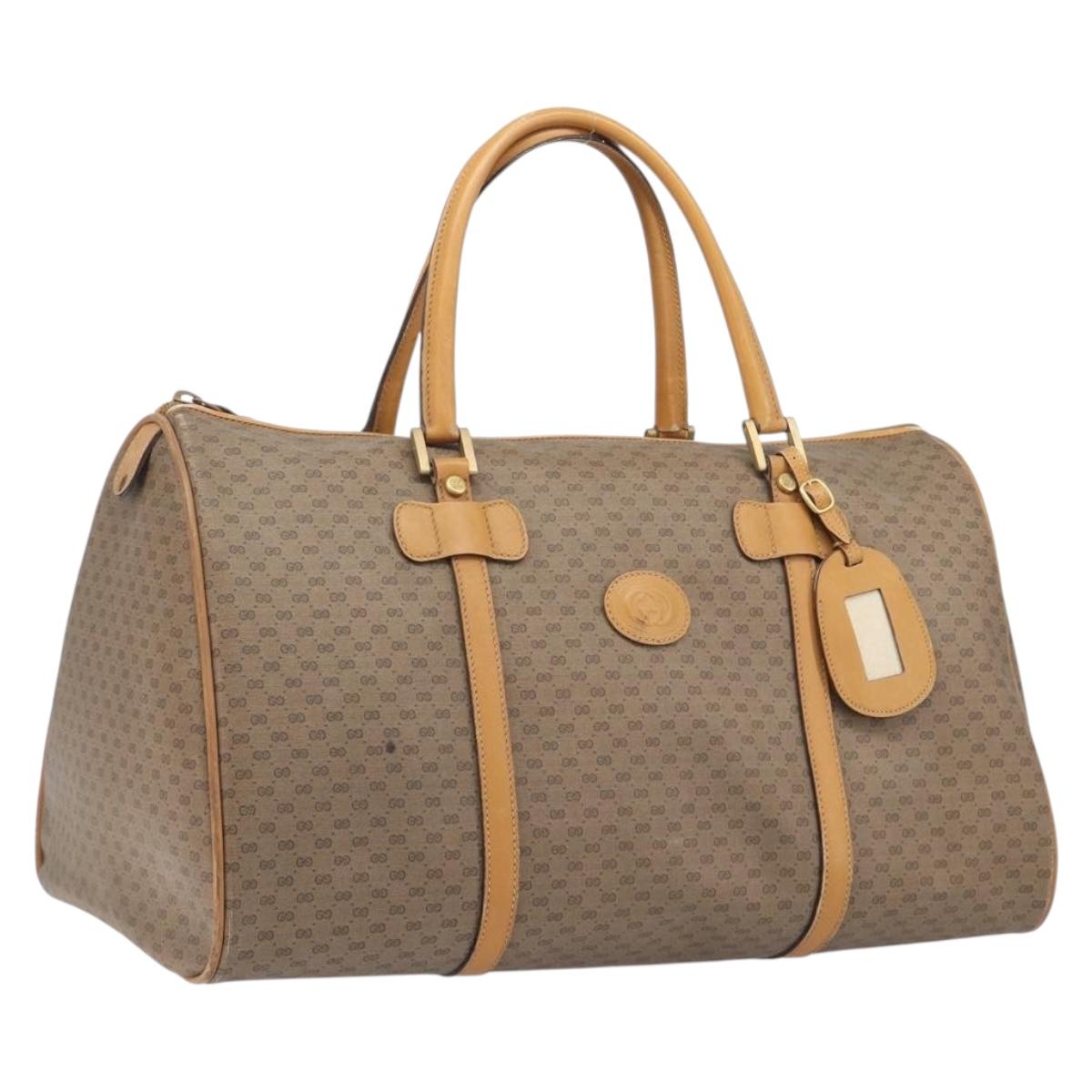 GUCCI Micro GG Supreme Boston Bag PVC Beige Gold 012 067 0027 Auth 209545A