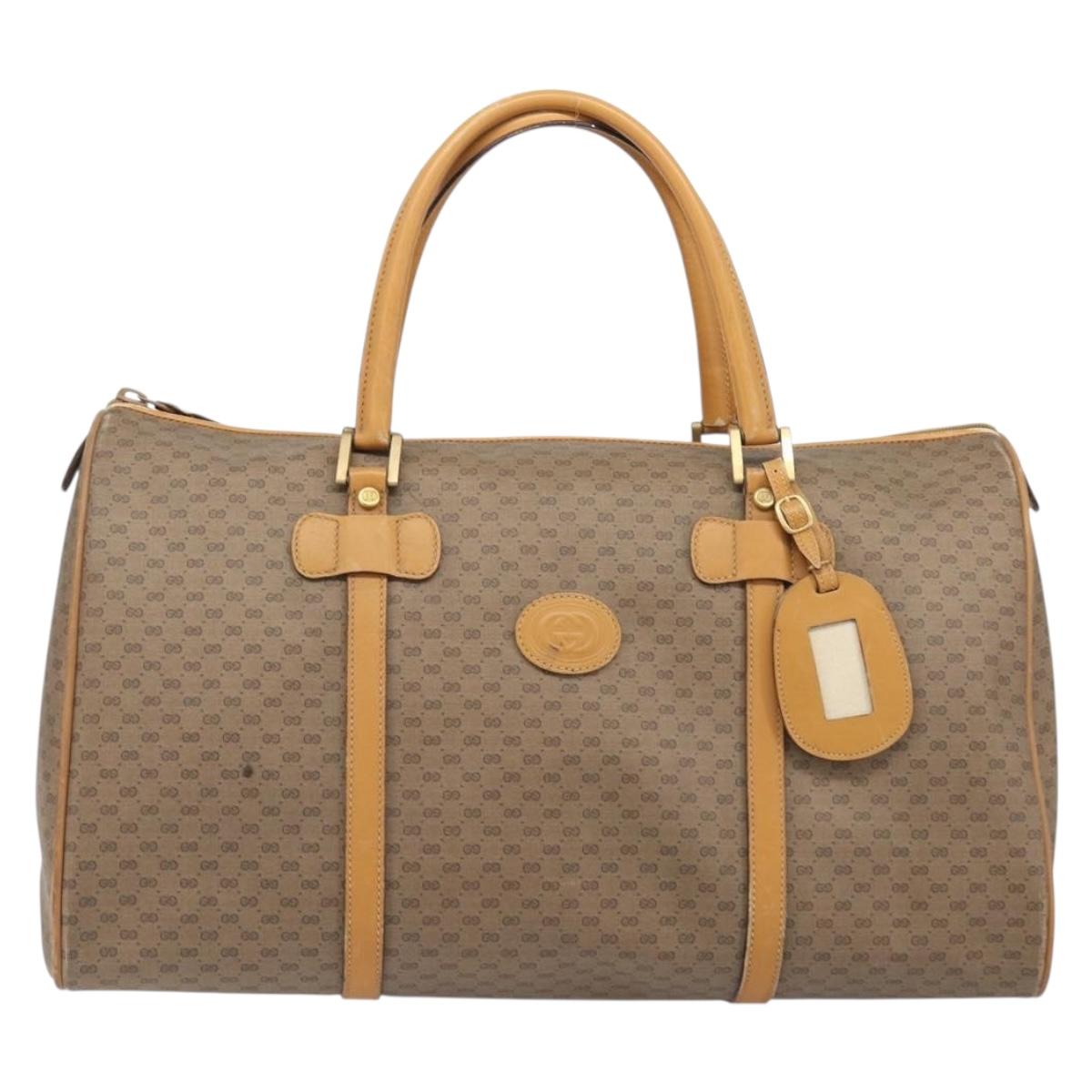 GUCCI Micro GG Supreme Boston Bag PVC Beige Gold 012 067 0027 Auth 209545A