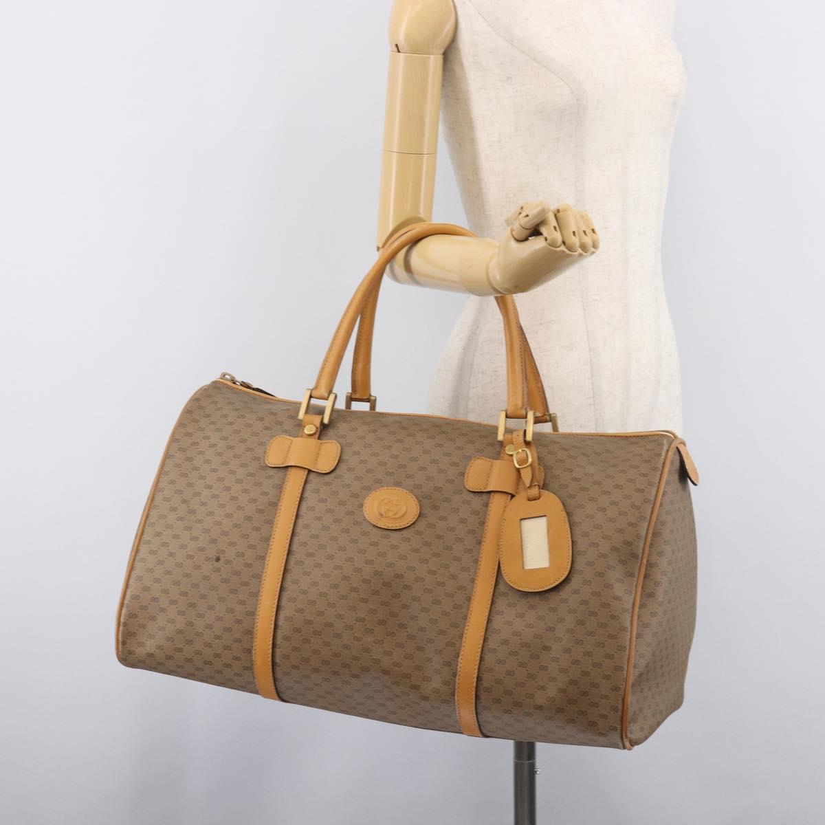 GUCCI Micro GG Supreme Boston Bag PVC Beige Gold 012 067 0027 Auth 209545A