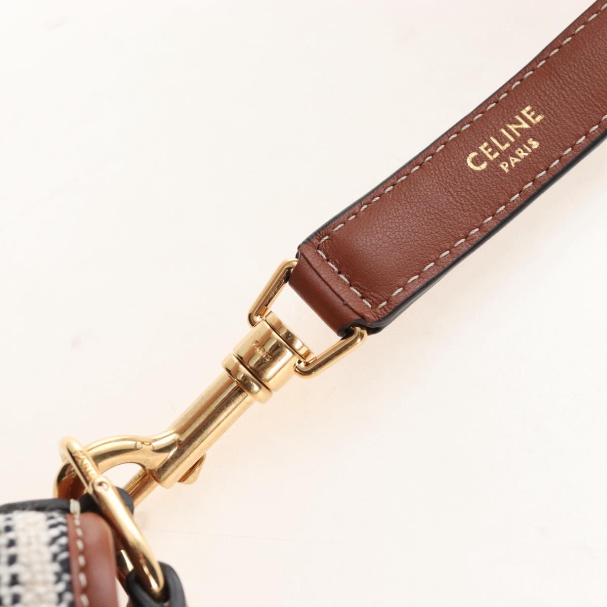 CELINE Teen Bucket 16 Shoulder Bag Canvas 2way Beige Gold Auth 209548M