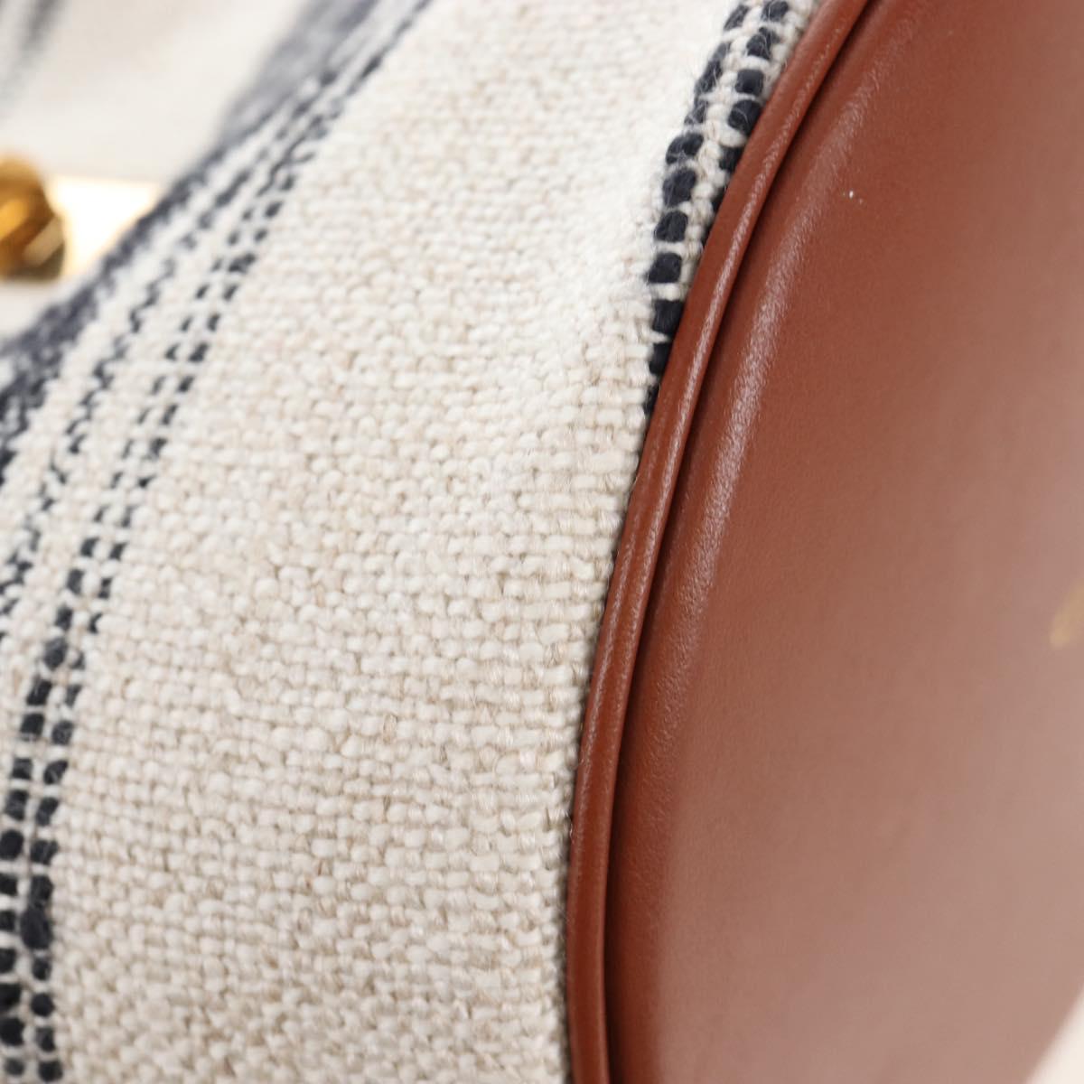 CELINE Teen Bucket 16 Shoulder Bag Canvas 2way Beige Gold Auth 209548M