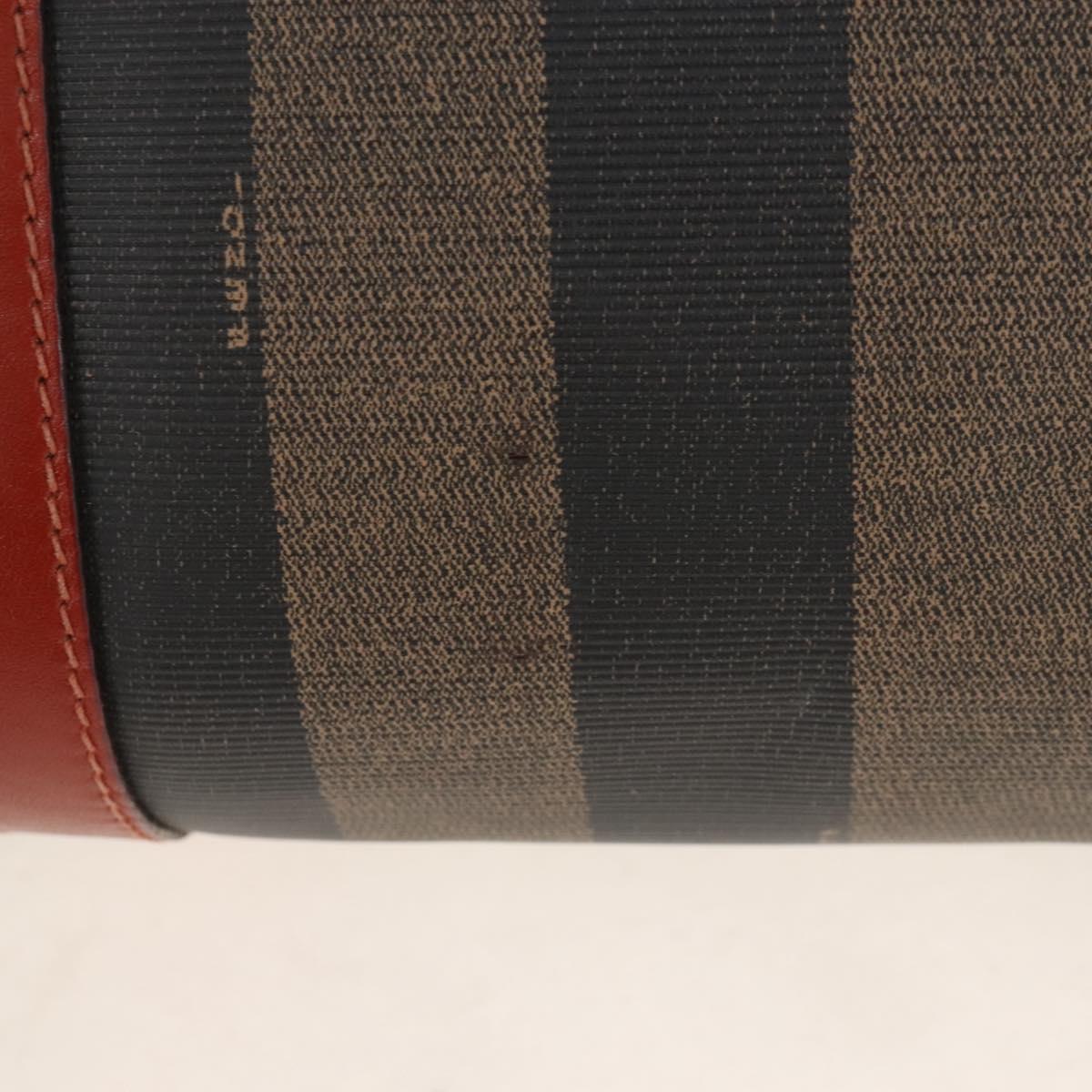 FENDI Pecan Canvas Boston Bag PVC Black Brown Auth 209549V