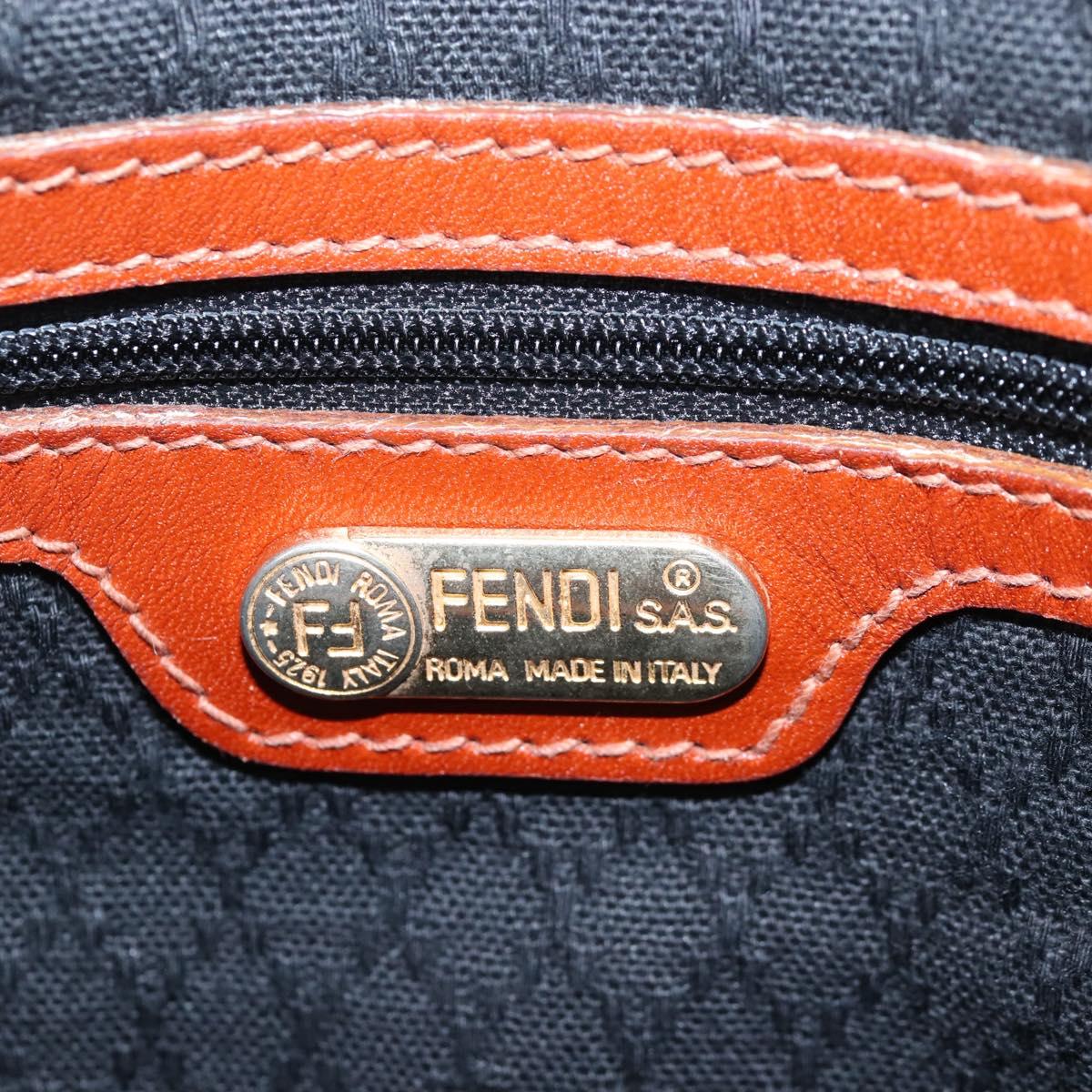 FENDI Pecan Canvas Boston Bag PVC Black Brown Auth 209549V