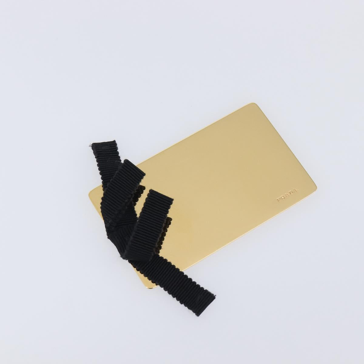 PRADA Hand Bag Satin Black Gold Tone Auth 209561M