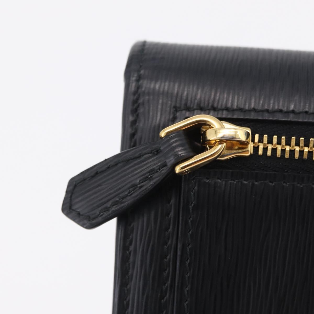 PRADA Long Wallet Leather Black Gold Tone Auth 209571M