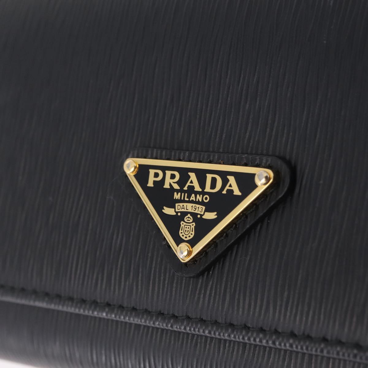 PRADA Long Wallet Leather Black Gold Tone Auth 209571M