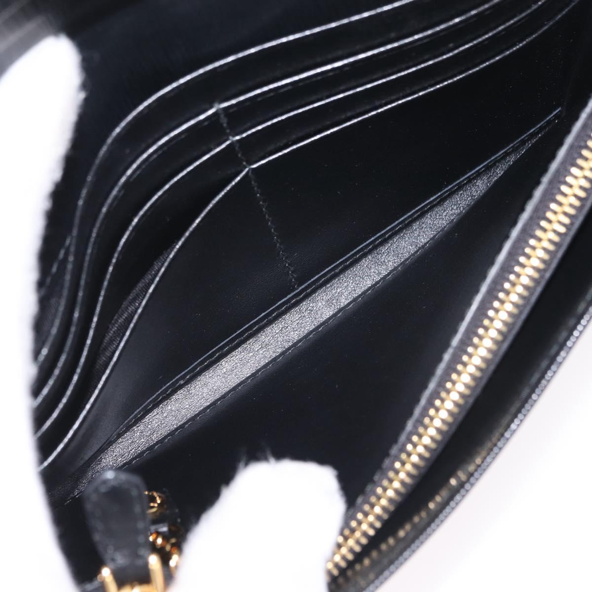 PRADA Long Wallet Leather Black Gold Tone Auth 209571M