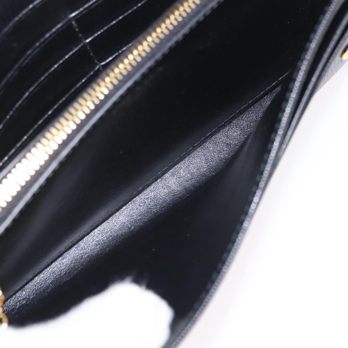 PRADA Long Wallet Leather Black Gold Tone Auth 209571M