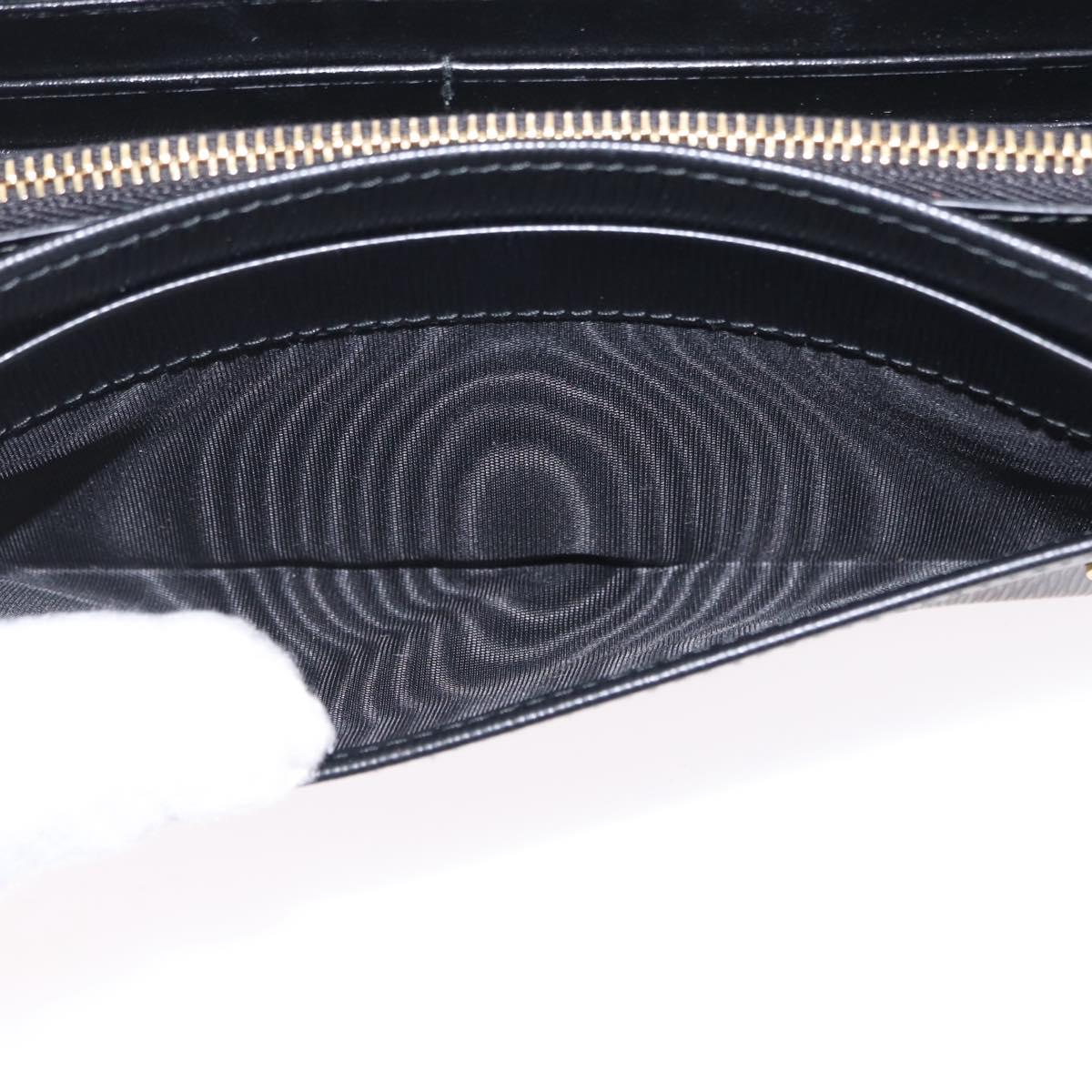 PRADA Long Wallet Leather Black Gold Tone Auth 209571M