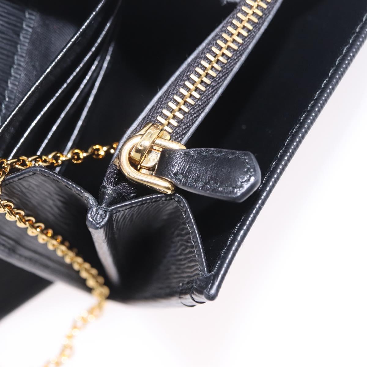 PRADA Long Wallet Leather Black Gold Tone Auth 209571M