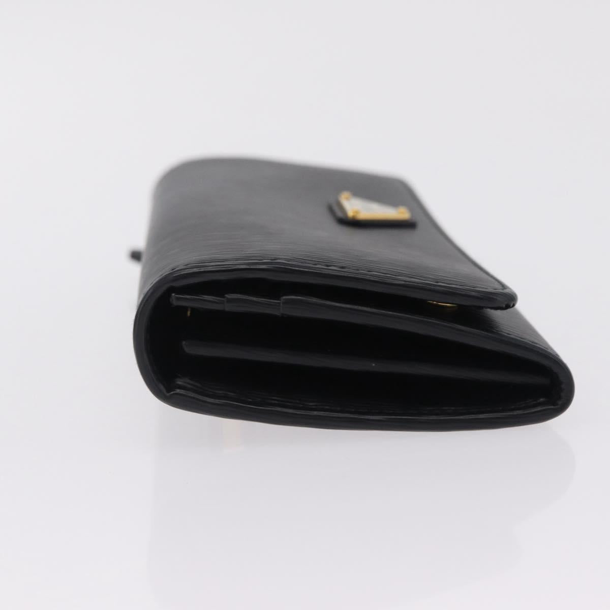 PRADA Long Wallet Leather Black Gold Tone Auth 209571M