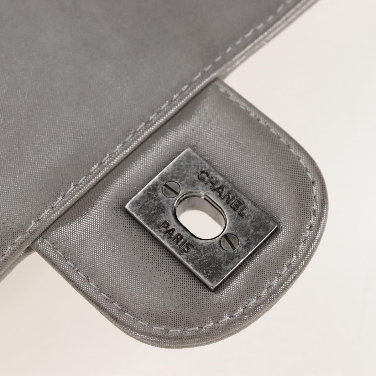 CHANEL V Stitch Backpack Leather Silver CC Auth 209577V