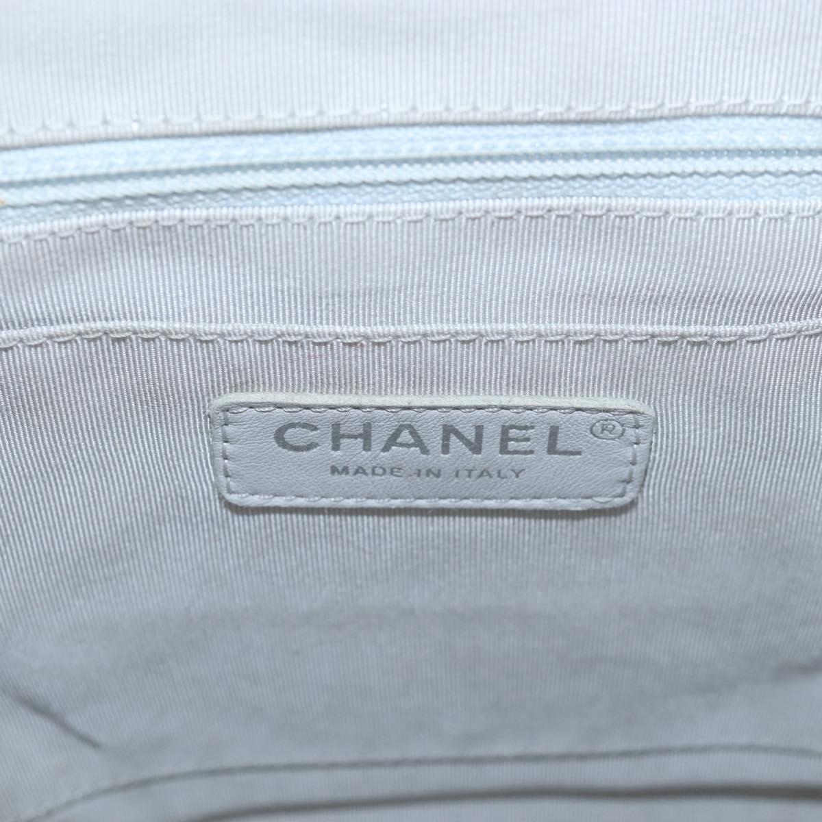 CHANEL V Stitch Backpack Leather Silver CC Auth 209577V