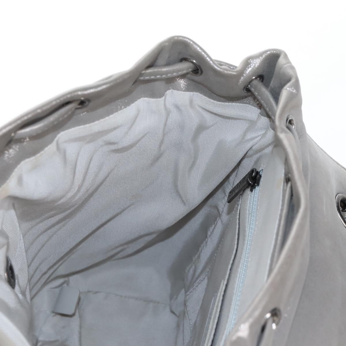 CHANEL V Stitch Backpack Leather Silver CC Auth 209577V
