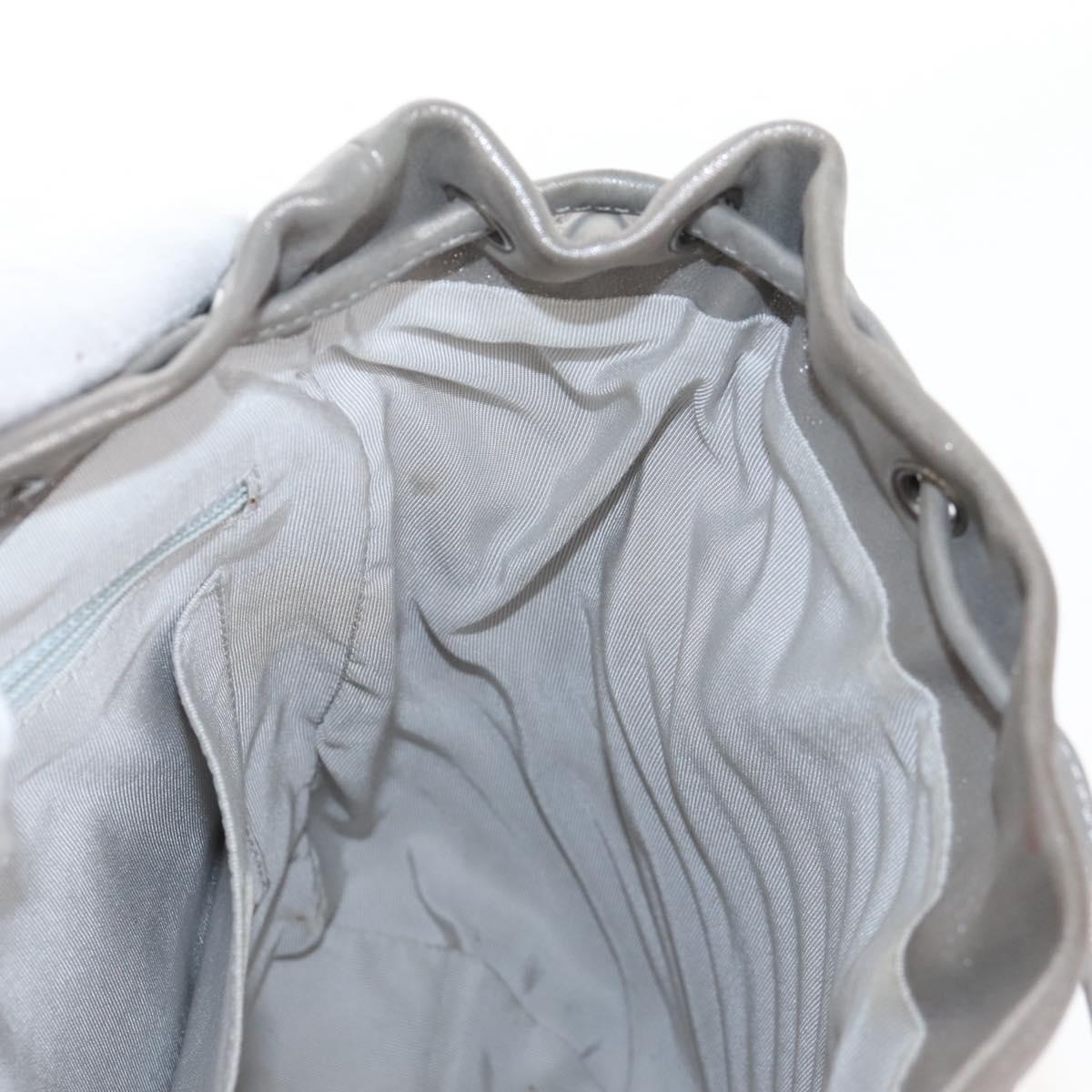 CHANEL V Stitch Backpack Leather Silver CC Auth 209577V