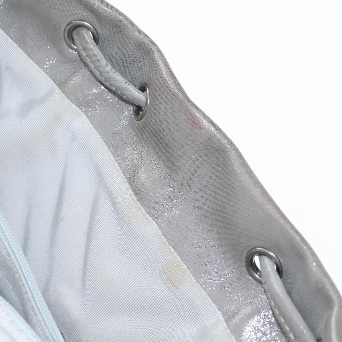 CHANEL V Stitch Backpack Leather Silver CC Auth 209577V