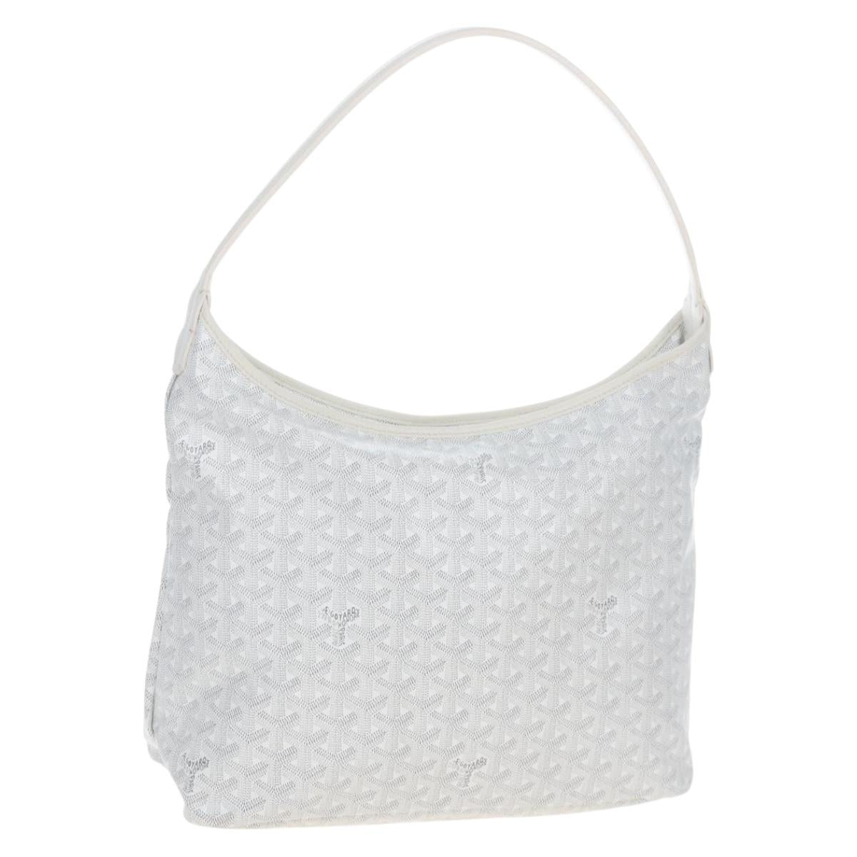 Goyard Herringbone Hobo Bag Boheme PVC Leather White Auth 209578SAM