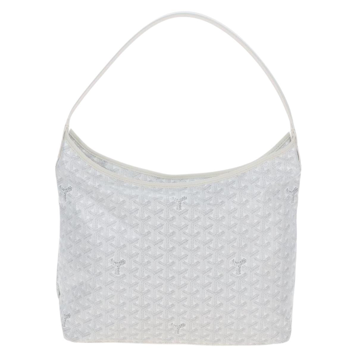 Goyard Herringbone Hobo Bag Boheme PVC Leather White Auth 209578SAM