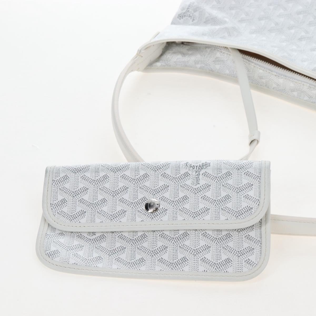Goyard Herringbone Hobo Bag Boheme PVC Leather White Auth 209578SAM
