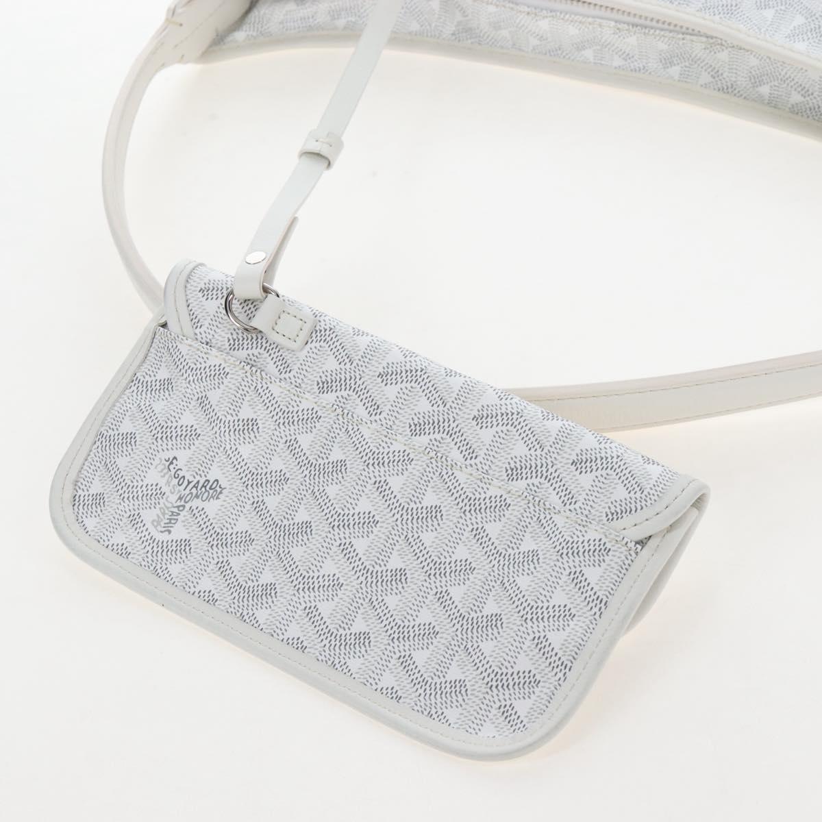 Goyard Herringbone Hobo Bag Boheme PVC Leather White Auth 209578SAM