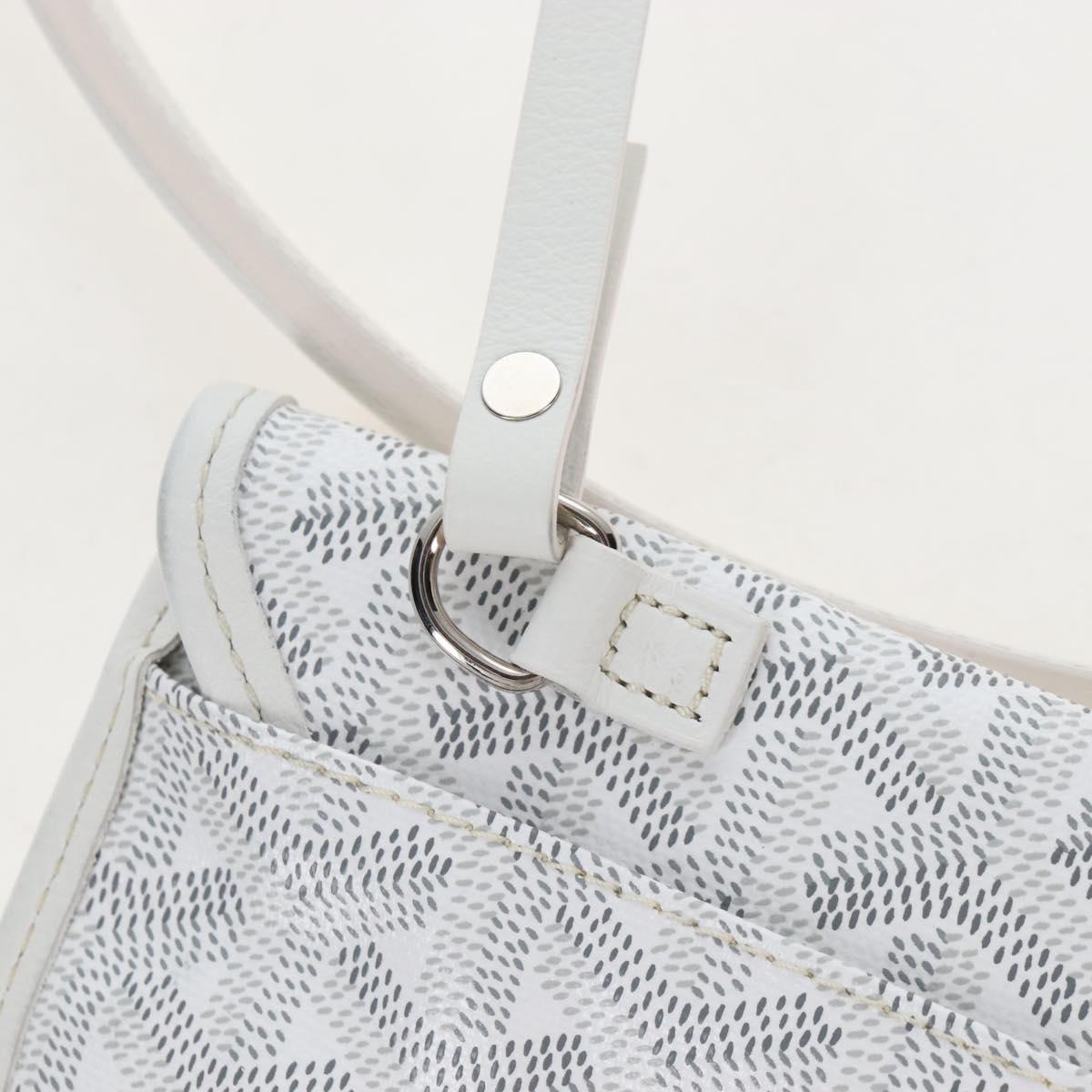 Goyard Herringbone Hobo Bag Boheme PVC Leather White Auth 209578SAM