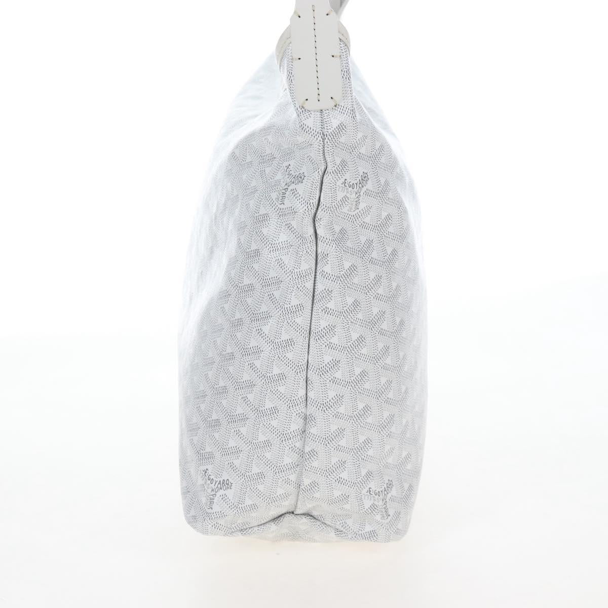 Goyard Herringbone Hobo Bag Boheme PVC Leather White Auth 209578SAM