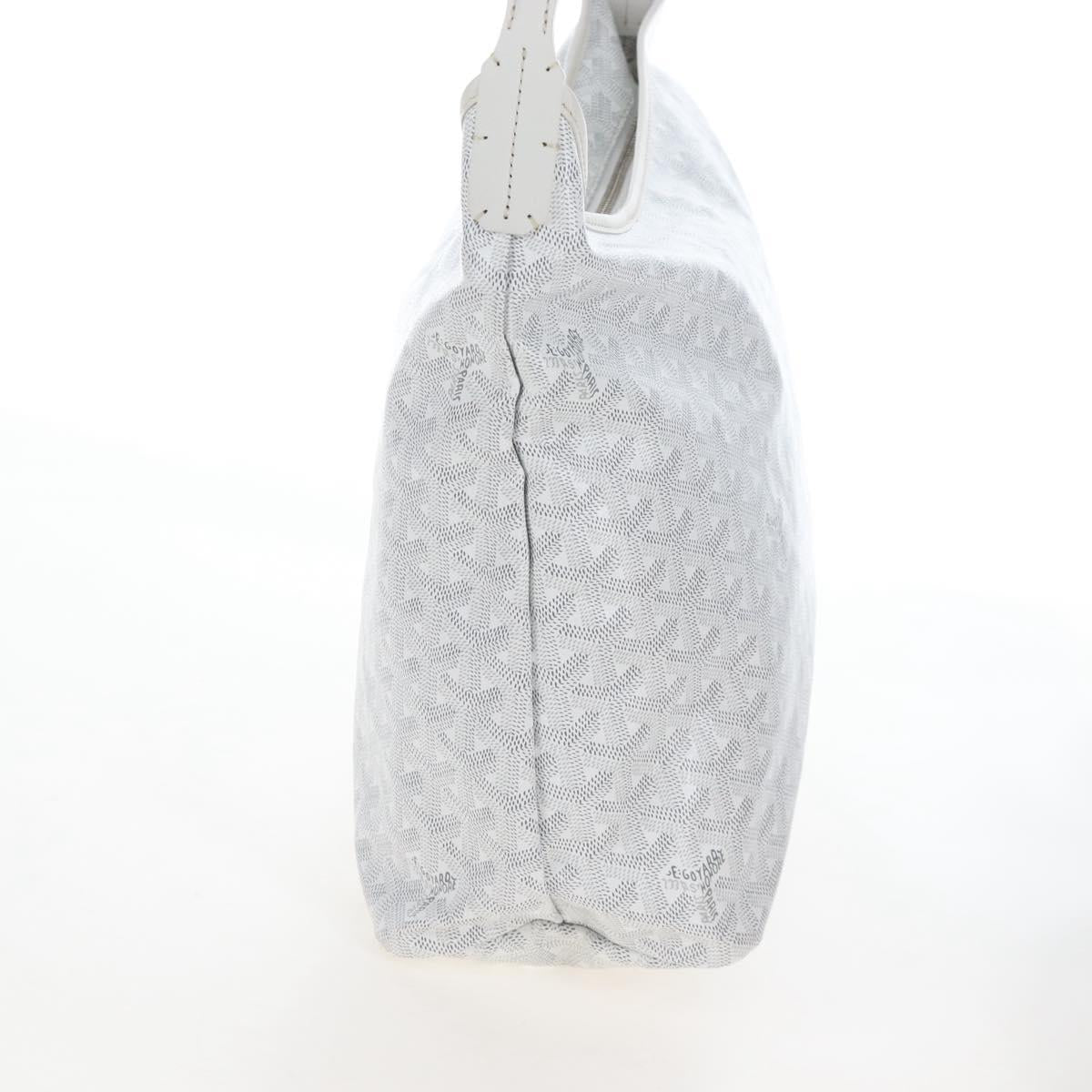 Goyard Herringbone Hobo Bag Boheme PVC Leather White Auth 209578SAM