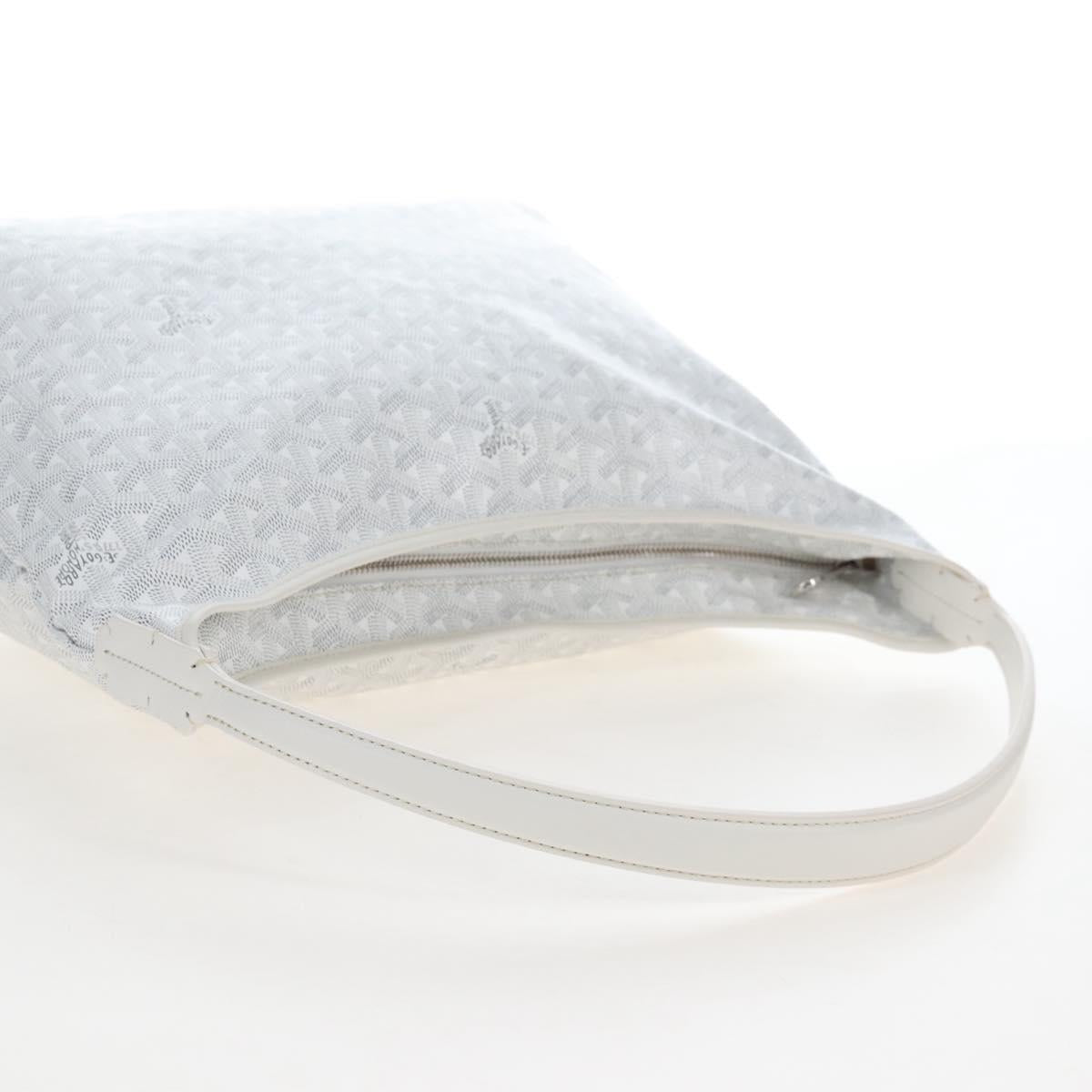 Goyard Herringbone Hobo Bag Boheme PVC Leather White Auth 209578SAM