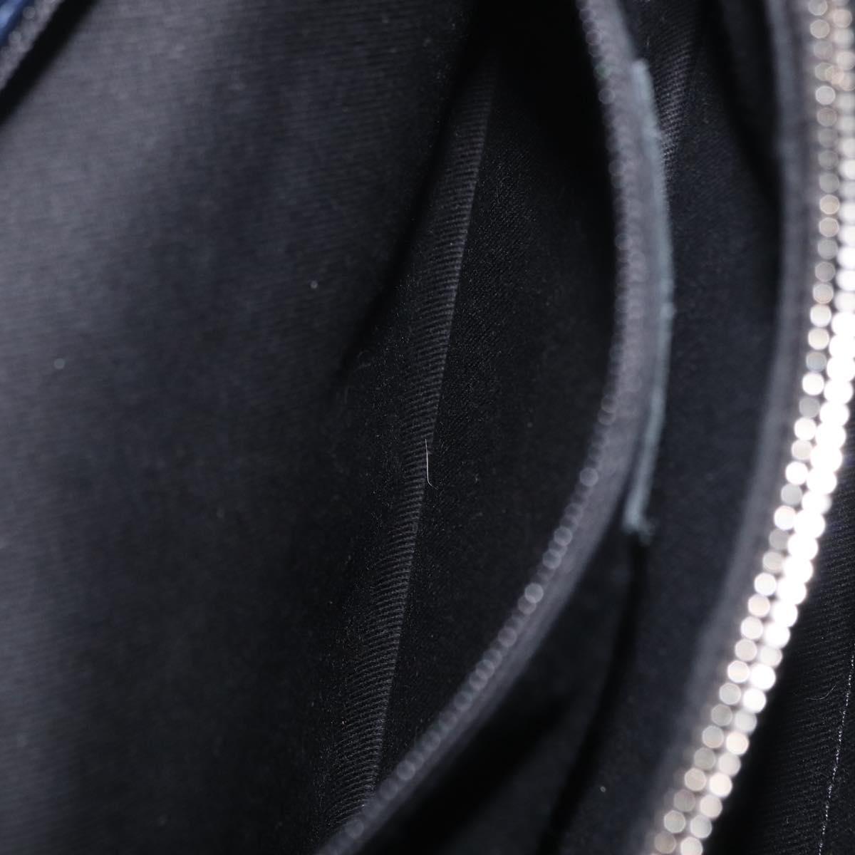 CHANEL Matelasse Chain Shoulder Bag Patent Navy Silver CC Auth 209580A