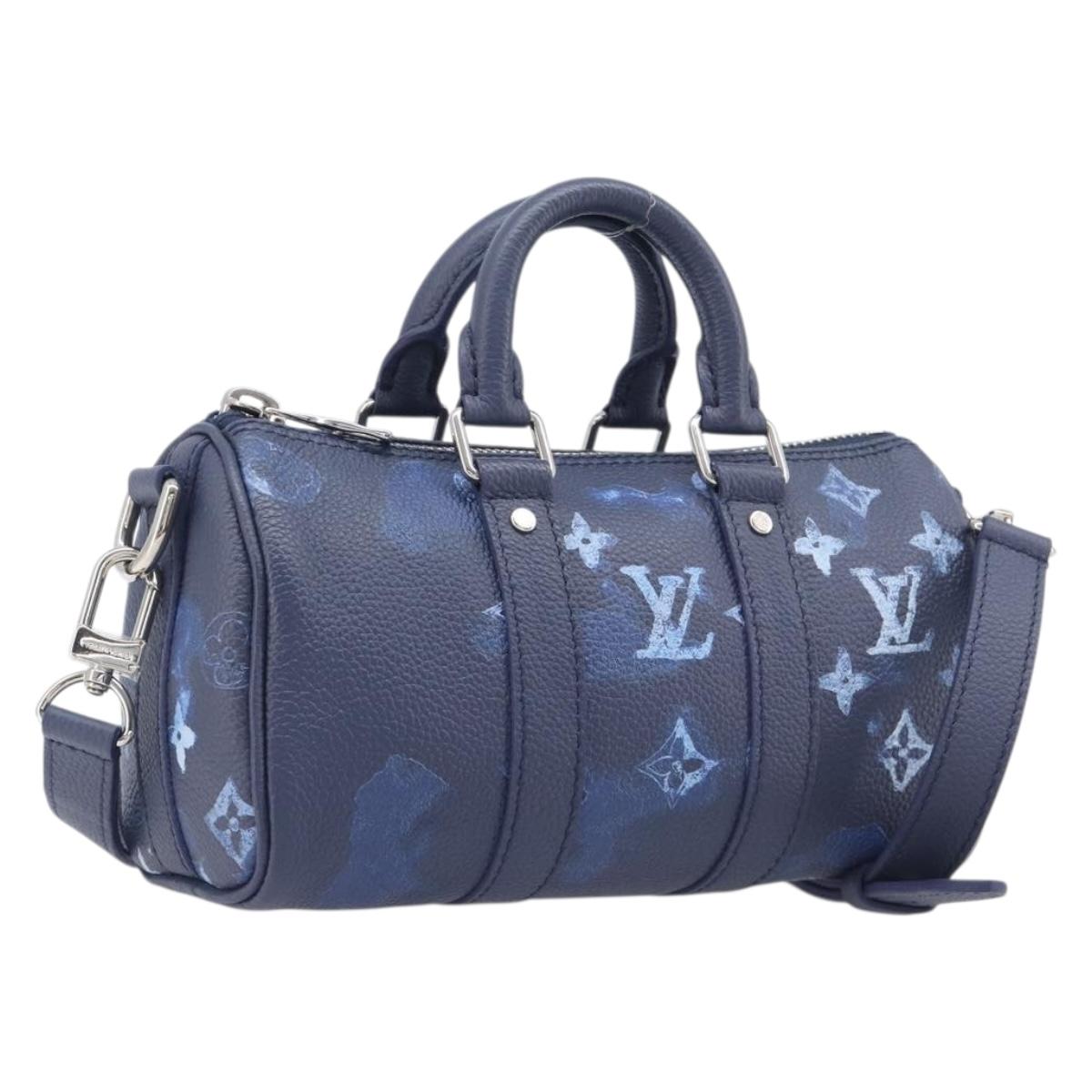 LOUIS VUITTON Monogram Watercolor Keepall XS Hand Bag Navy M57844 Auth 209582SAM