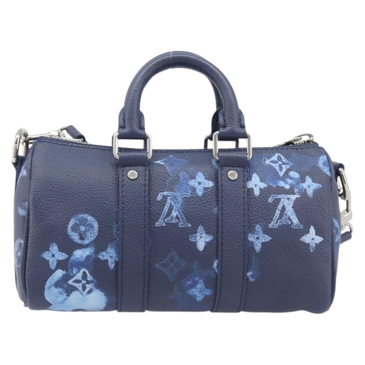 LOUIS VUITTON Monogram Watercolor Keepall XS Hand Bag Navy M57844 Auth 209582SAM