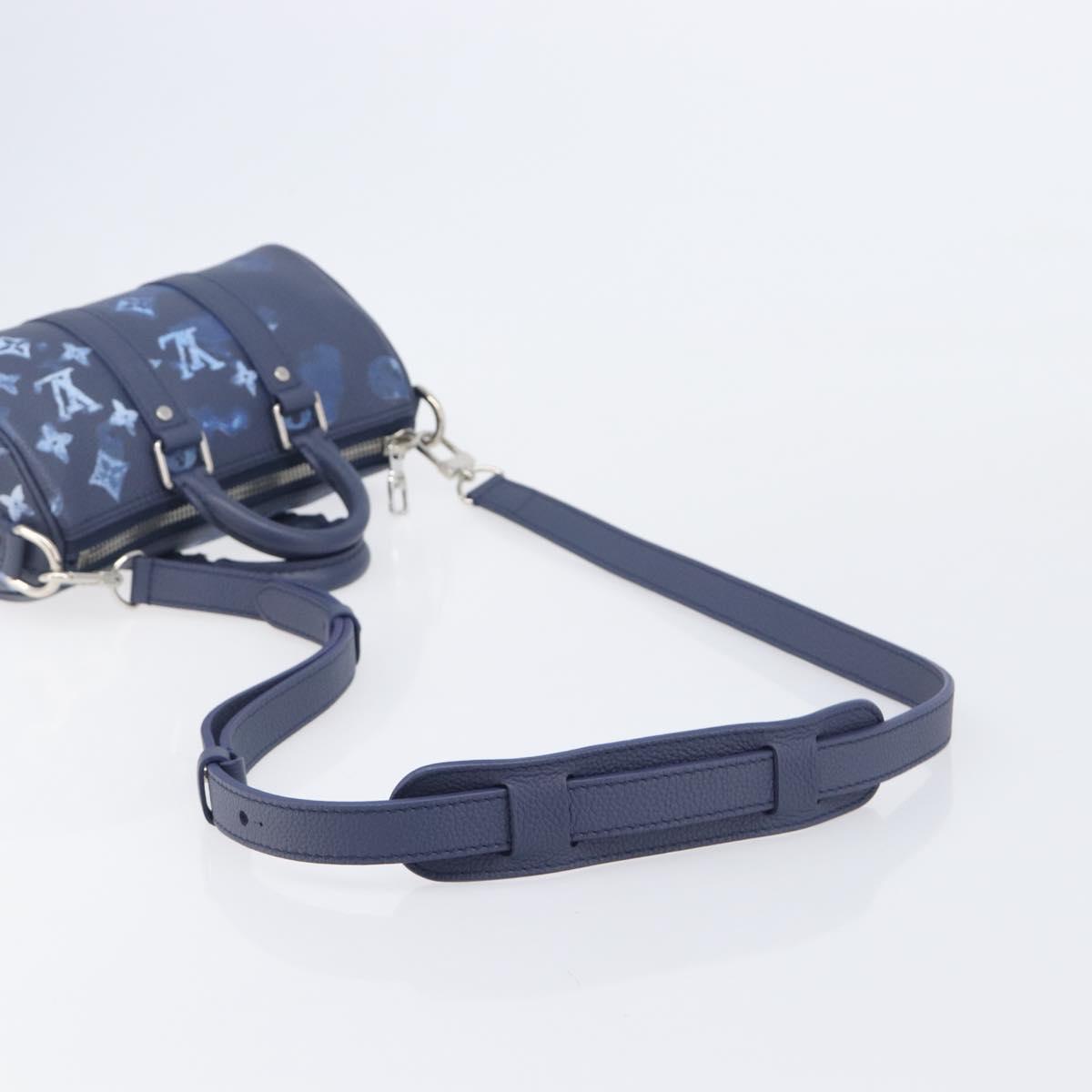LOUIS VUITTON Monogram Watercolor Keepall XS Hand Bag Navy M57844 Auth 209582SAM