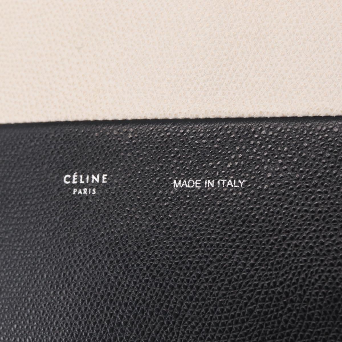 CELINE Hand Bag Leather 2way Black Silver Auth 209590A