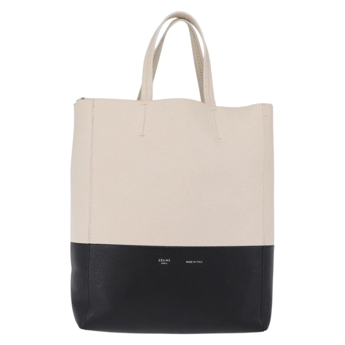 CELINE Hand Bag Leather 2way Black Silver Auth 209590A