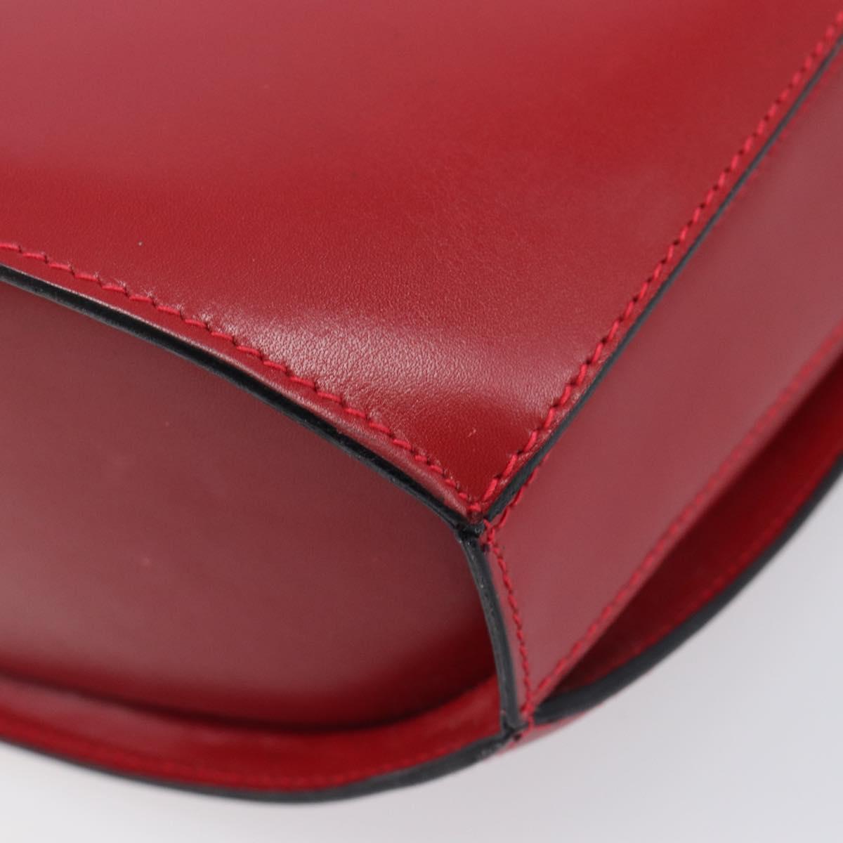 Bally Shoulder Bag Leather Red Gold Tone Auth 209593