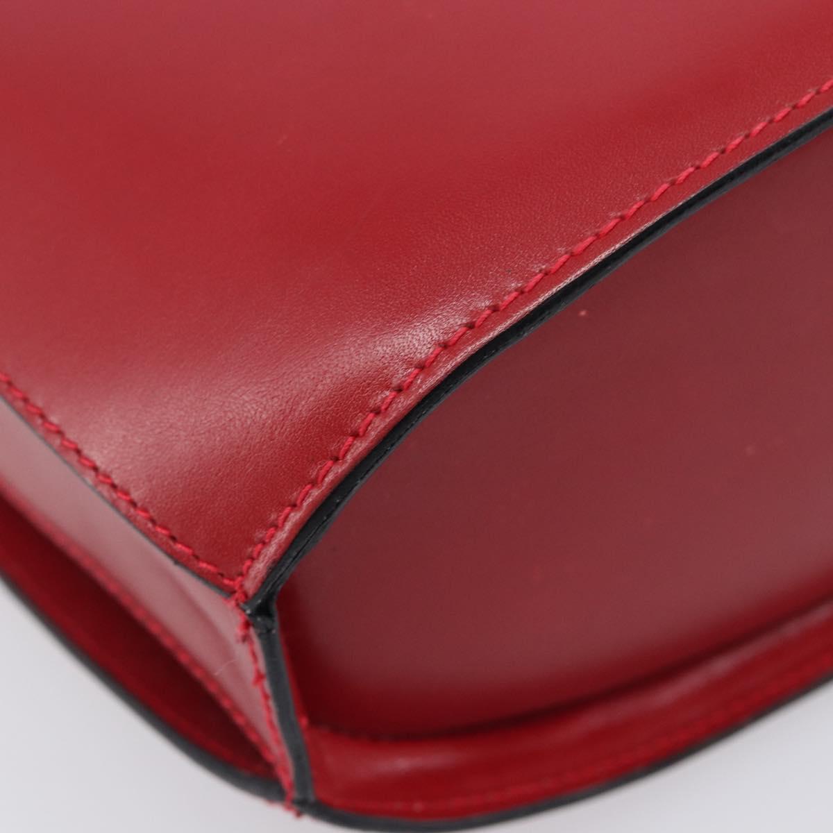 Bally Shoulder Bag Leather Red Gold Tone Auth 209593