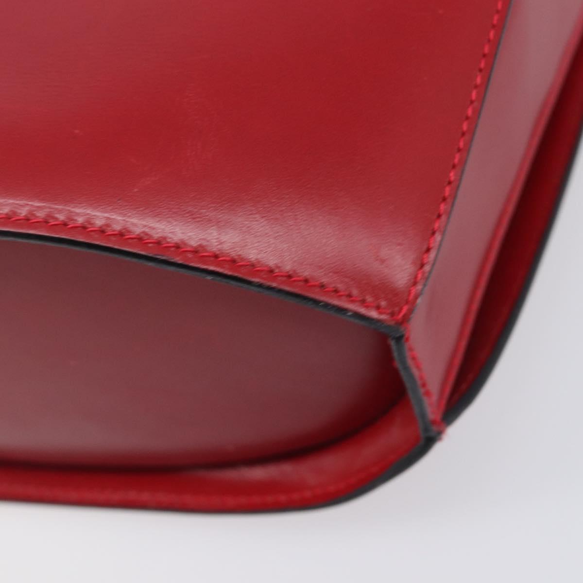 Bally Shoulder Bag Leather Red Gold Tone Auth 209593