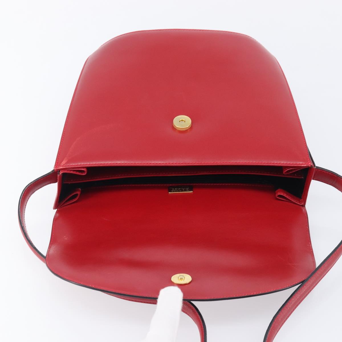 Bally Shoulder Bag Leather Red Gold Tone Auth 209593