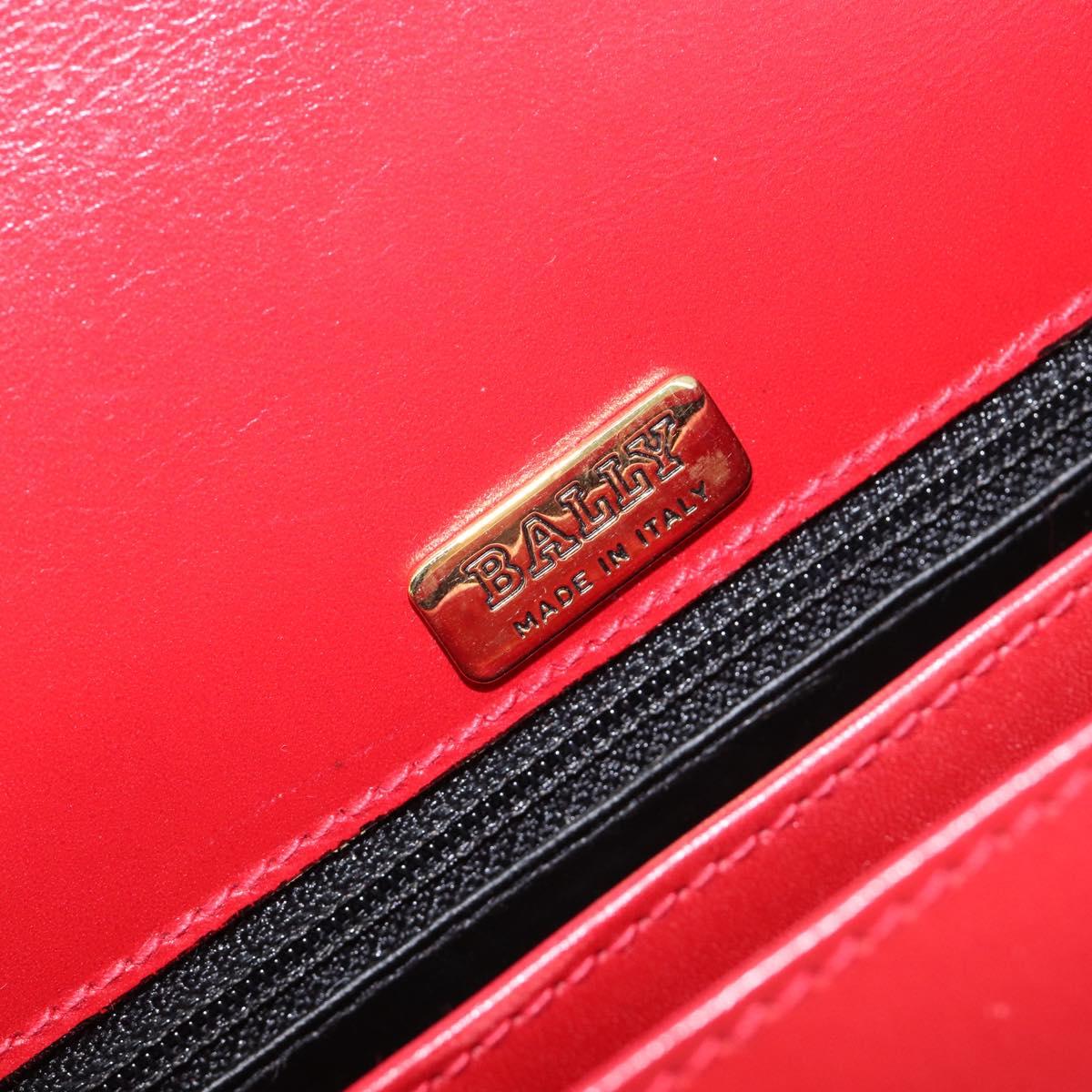 Bally Shoulder Bag Leather Red Gold Tone Auth 209593