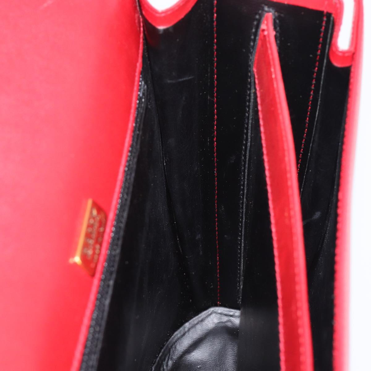 Bally Shoulder Bag Leather Red Gold Tone Auth 209593